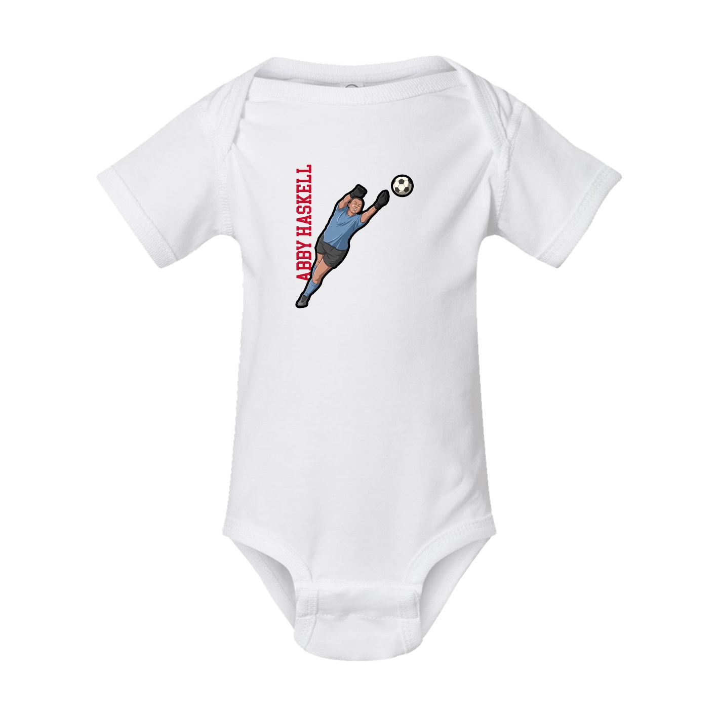 Baby Onesie — Name Vertical in White