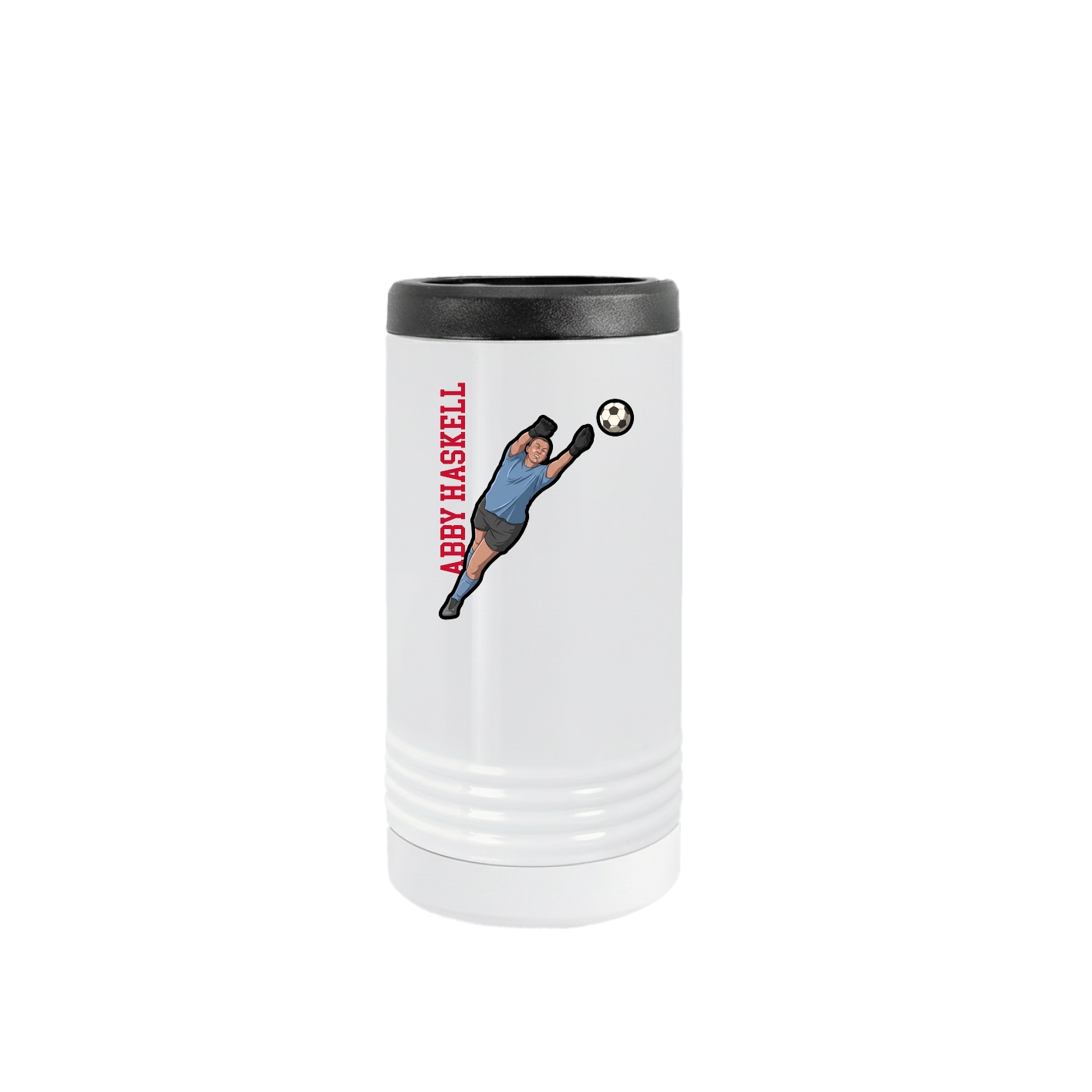 Slim Beverage Holder — Name Vertical in White