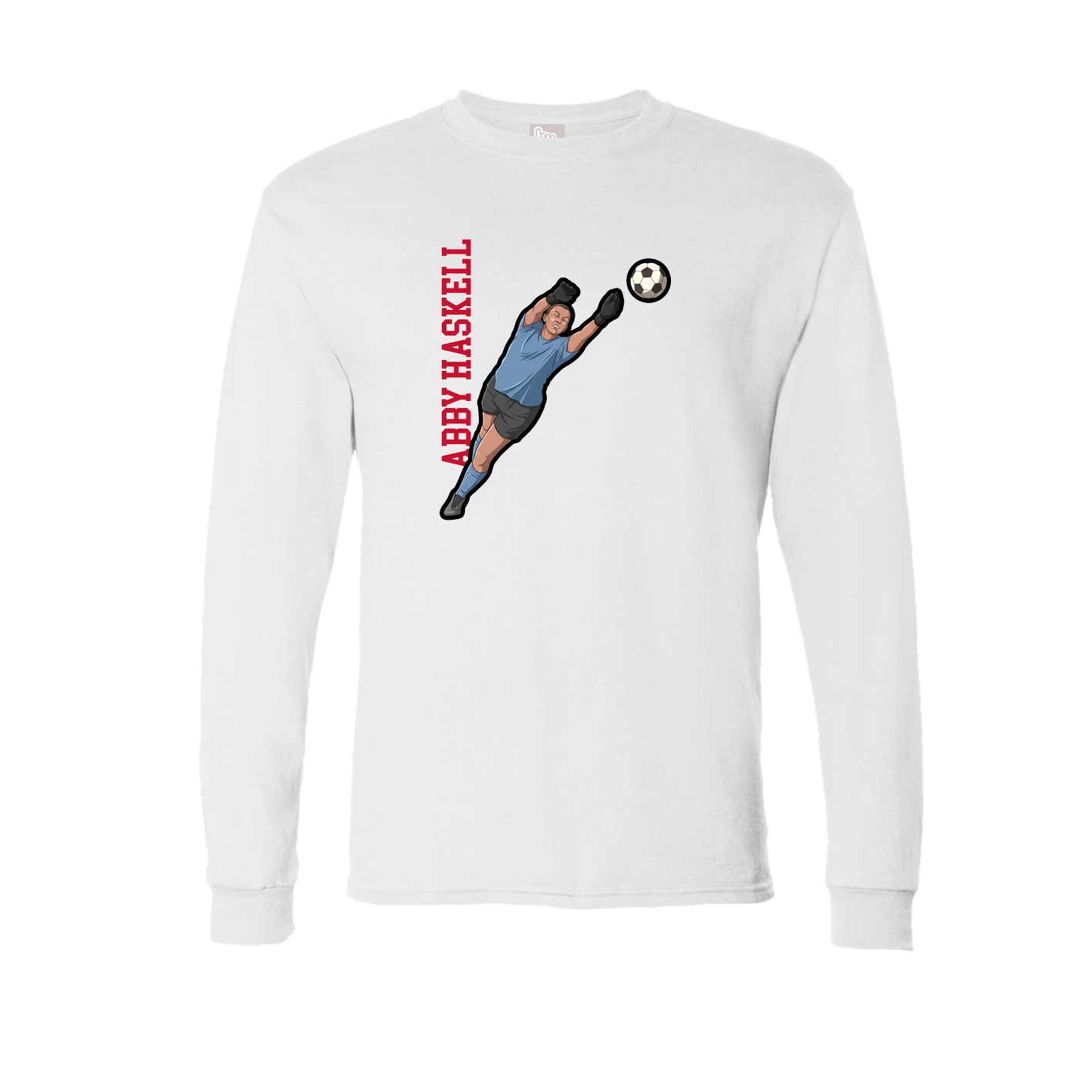 Long Sleeve Tee — Name Vertical in White