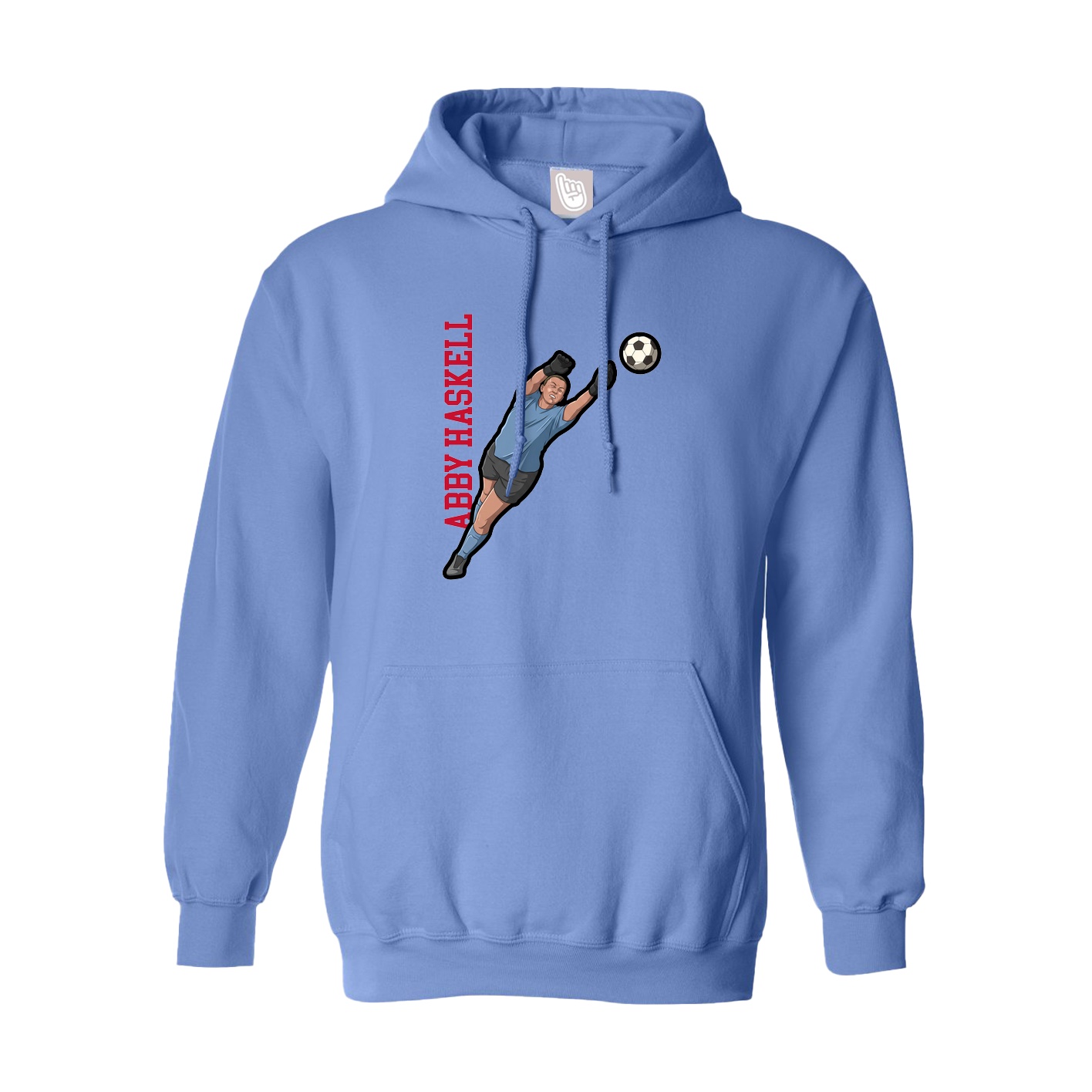 Hoodie — Name Vertical in Powder Blue