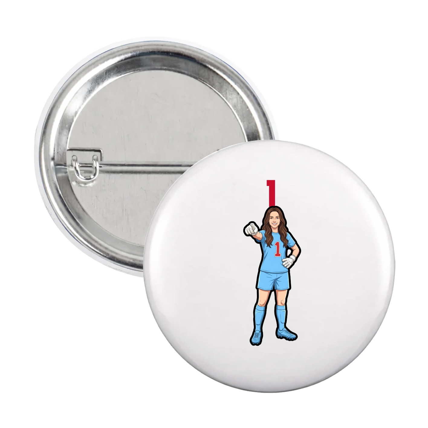 Game Day Button — Number Top in White