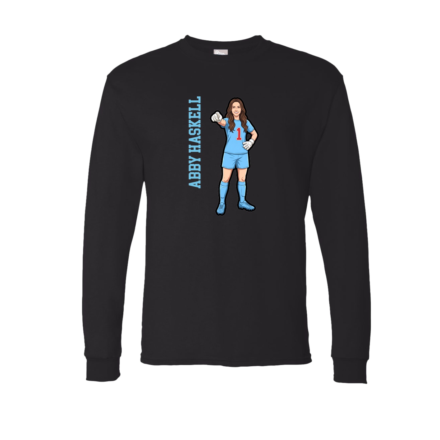 Long Sleeve Tee — Name Vertical in Black