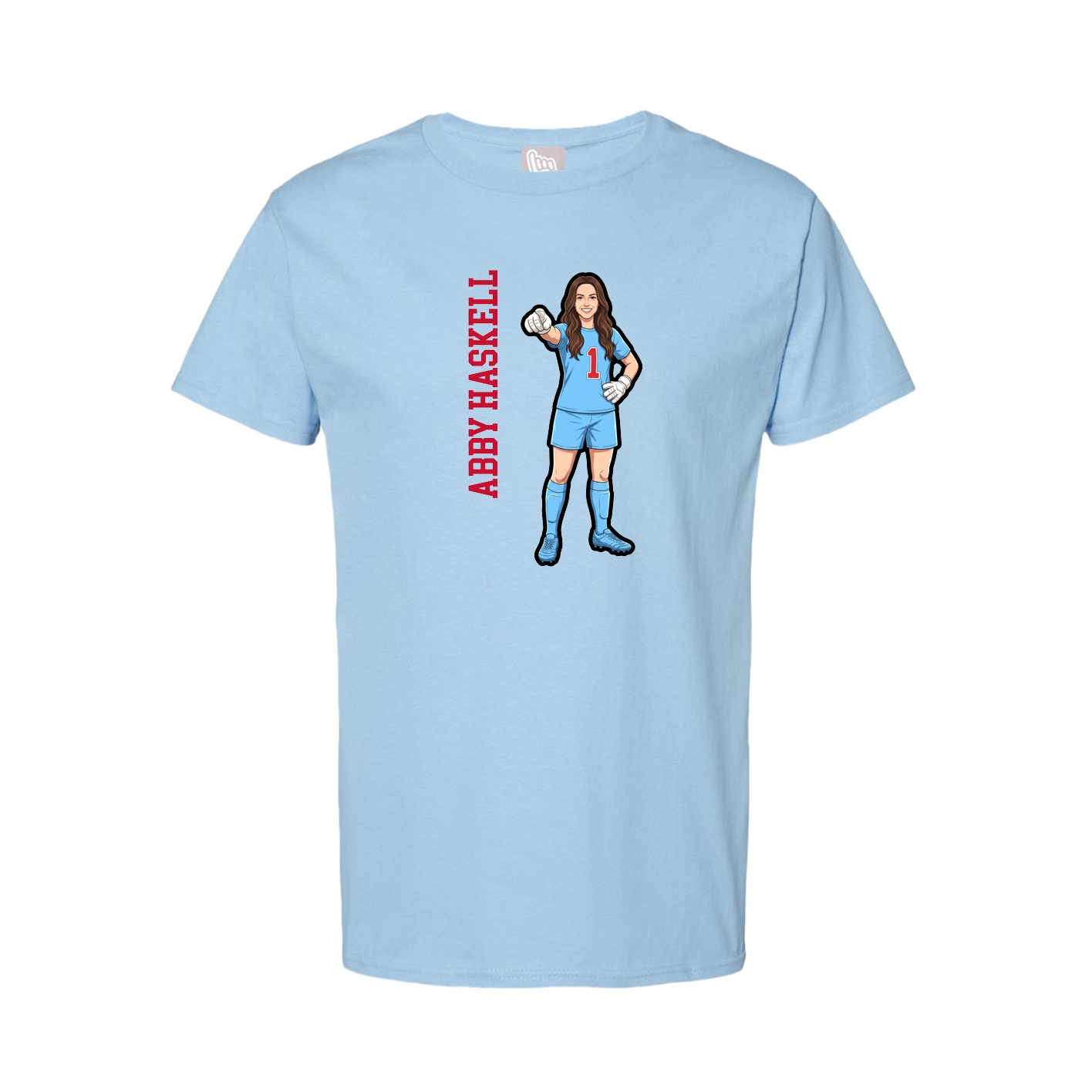 Youth Tee — Name Vertical in Light Blue