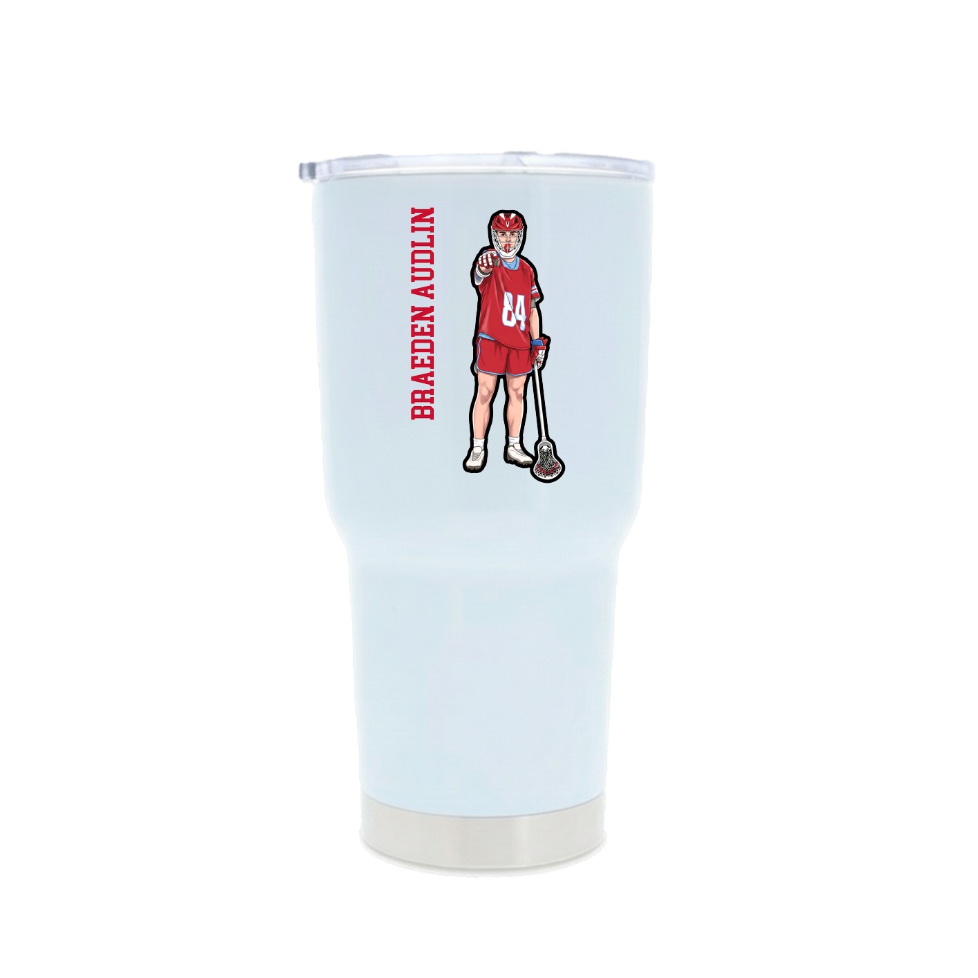 30oz Stainless Steel Tumbler — Name Vertical in White
