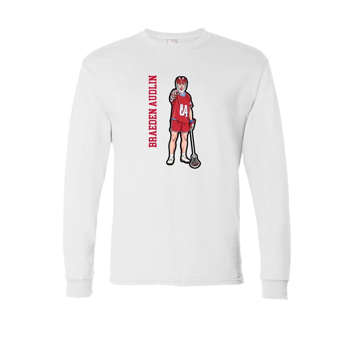 Long Sleeve Tee — Name Vertical in White