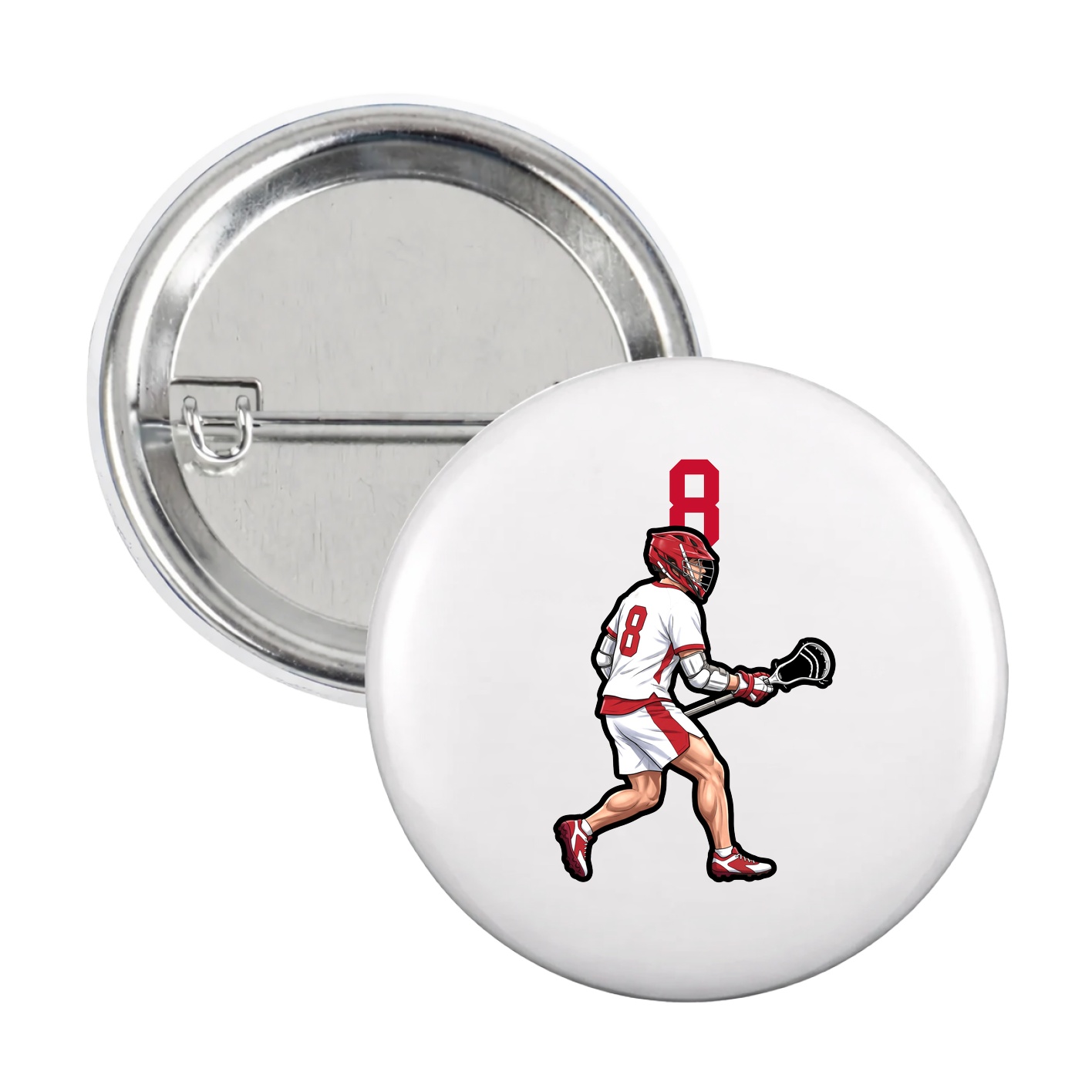 Game Day Button — Number Top in White