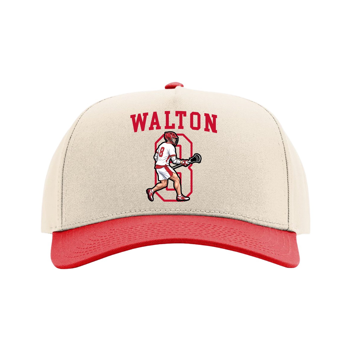 Full Fabric Five-Panel Champ Cap — Shirsey in Cream/Red