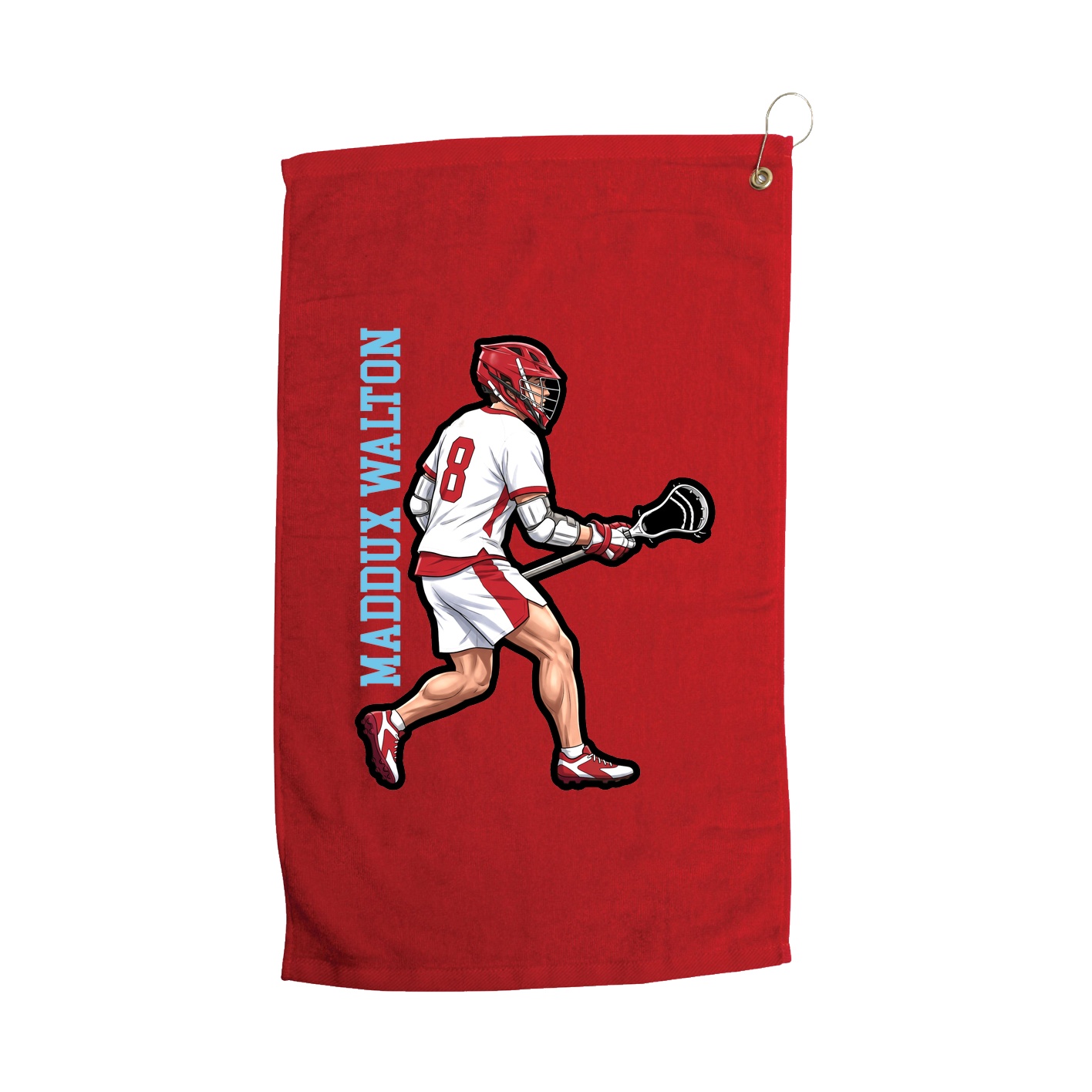 Golf Towel — Name Vertical in Red