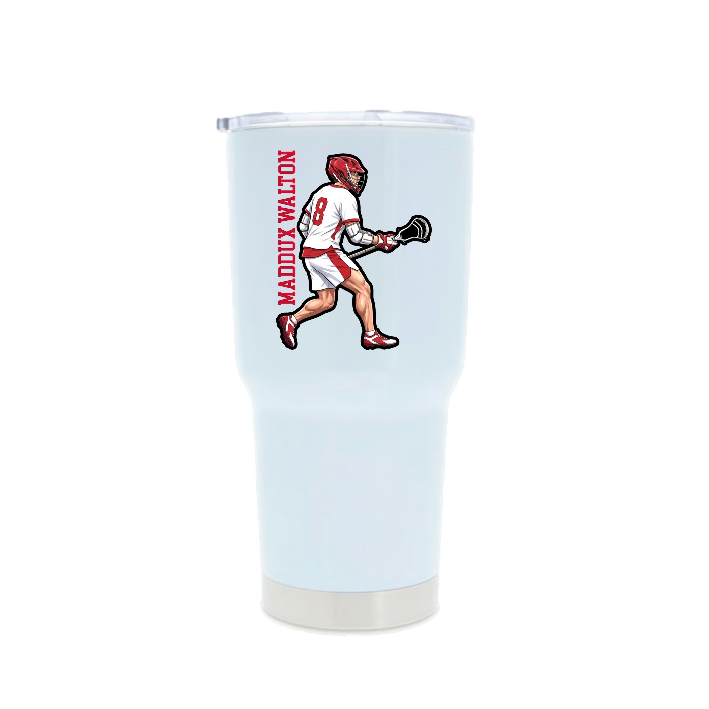 30oz Stainless Steel Tumbler — Name Vertical in White