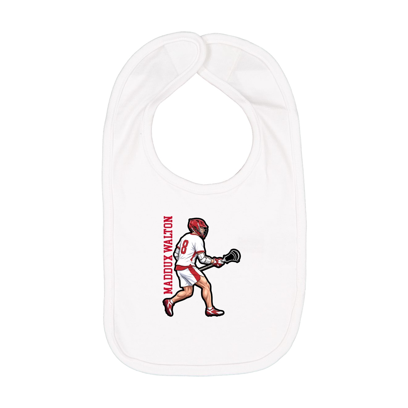 Infant Bib — Name Vertical in White