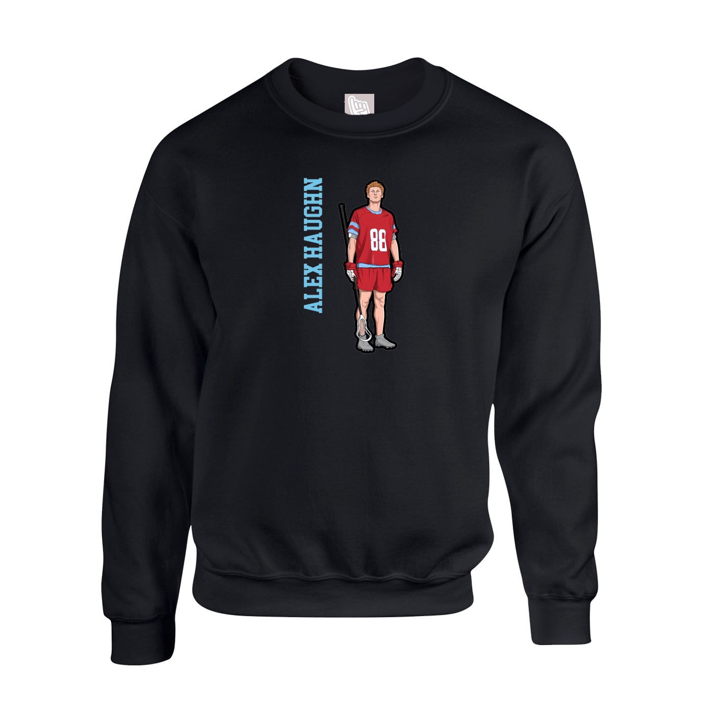 Fleece Crew — Name Vertical in Black