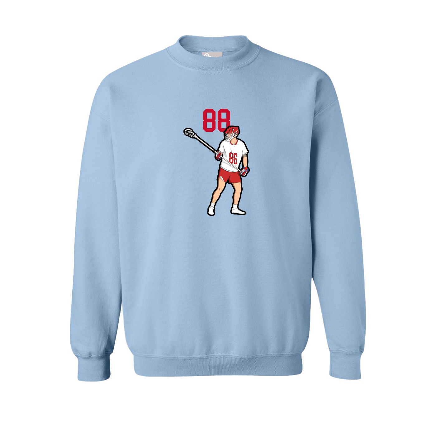 Fleece Crew — Number Top in Light Blue