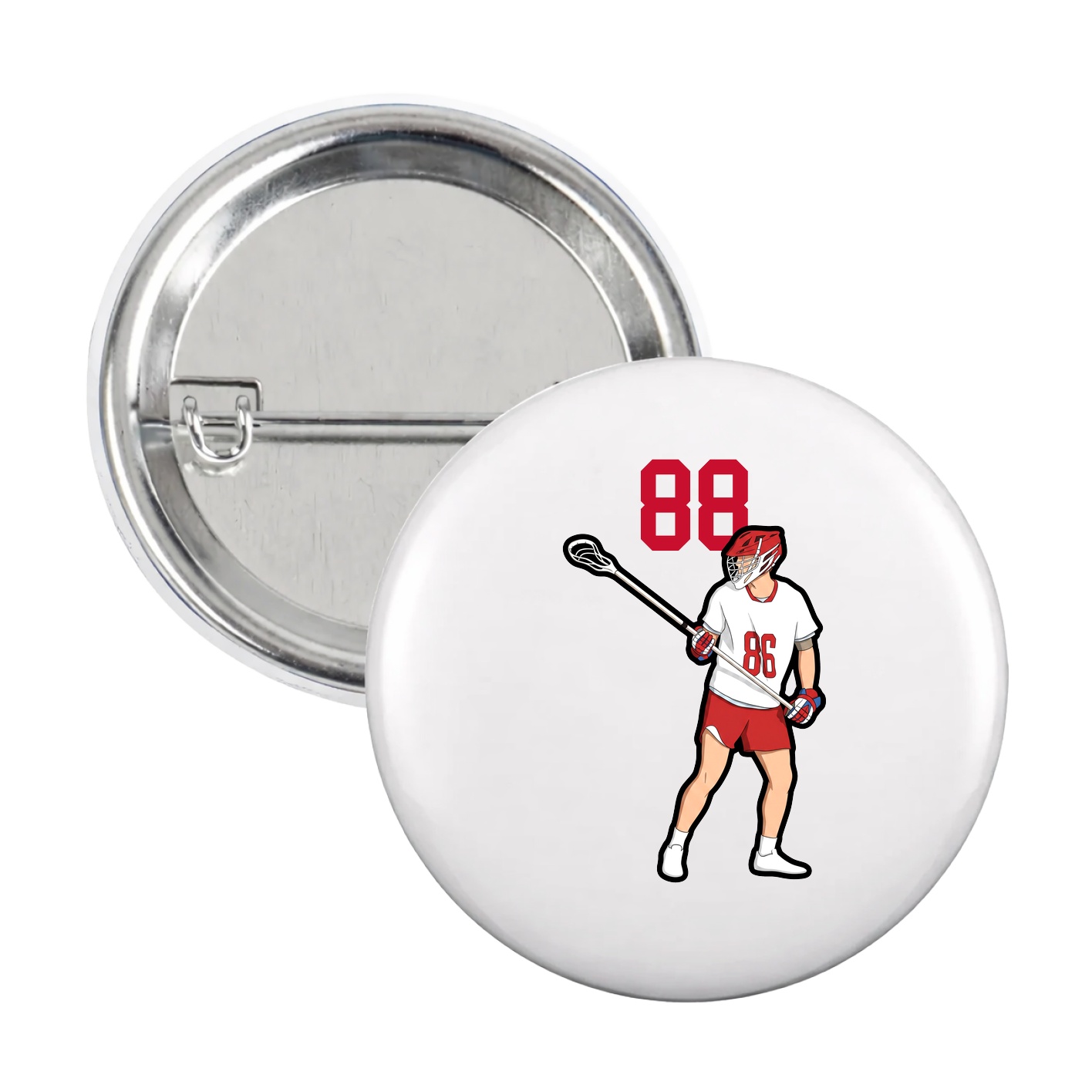 Game Day Button — Number Top in White