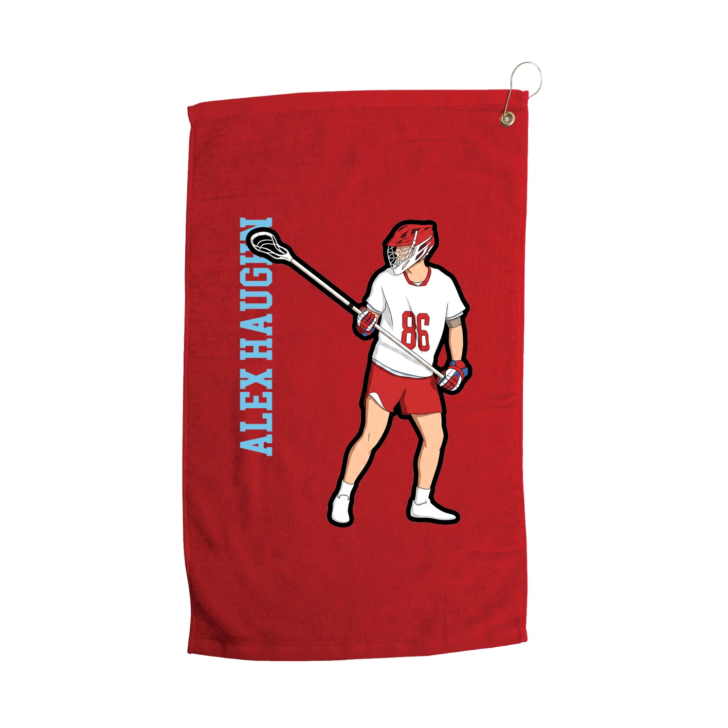 Golf Towel — Name Vertical in Red