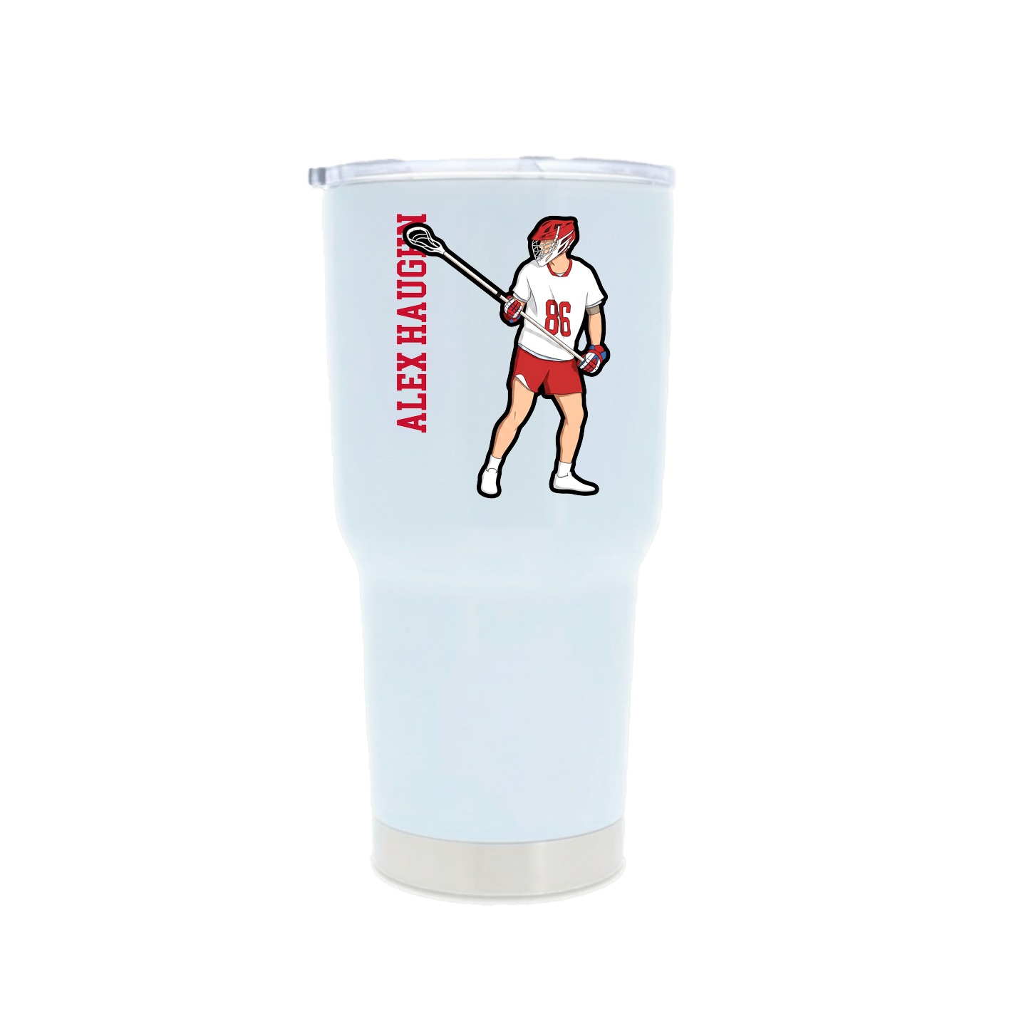 30oz Stainless Steel Tumbler — Name Vertical in White