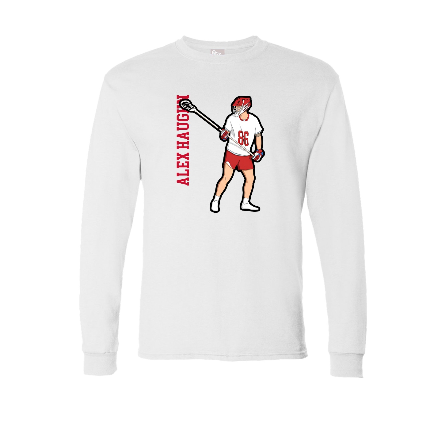 Long Sleeve Tee — Name Vertical in White