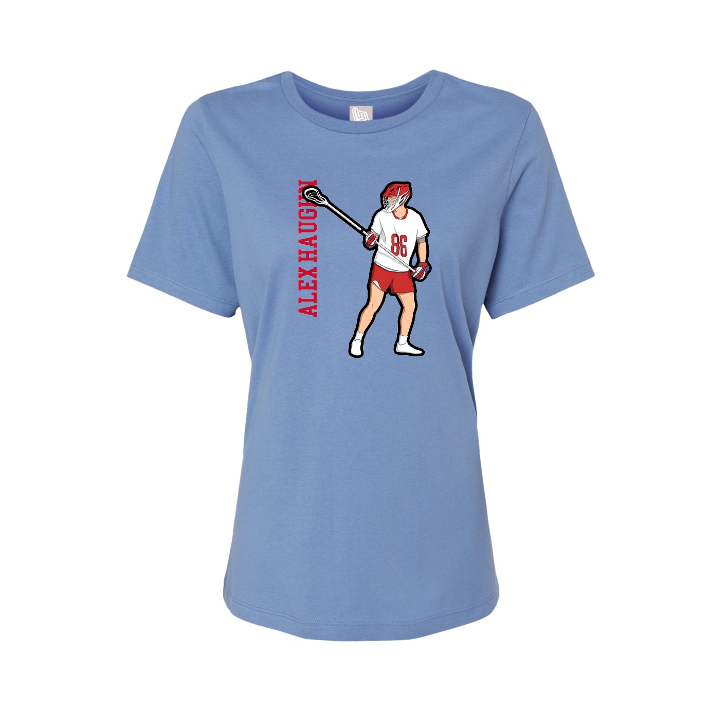 Womens Tee — Name Vertical in Powder Blue