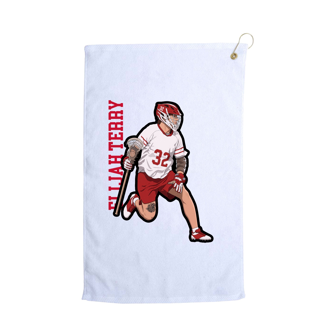 Golf Towel — Name Vertical in White