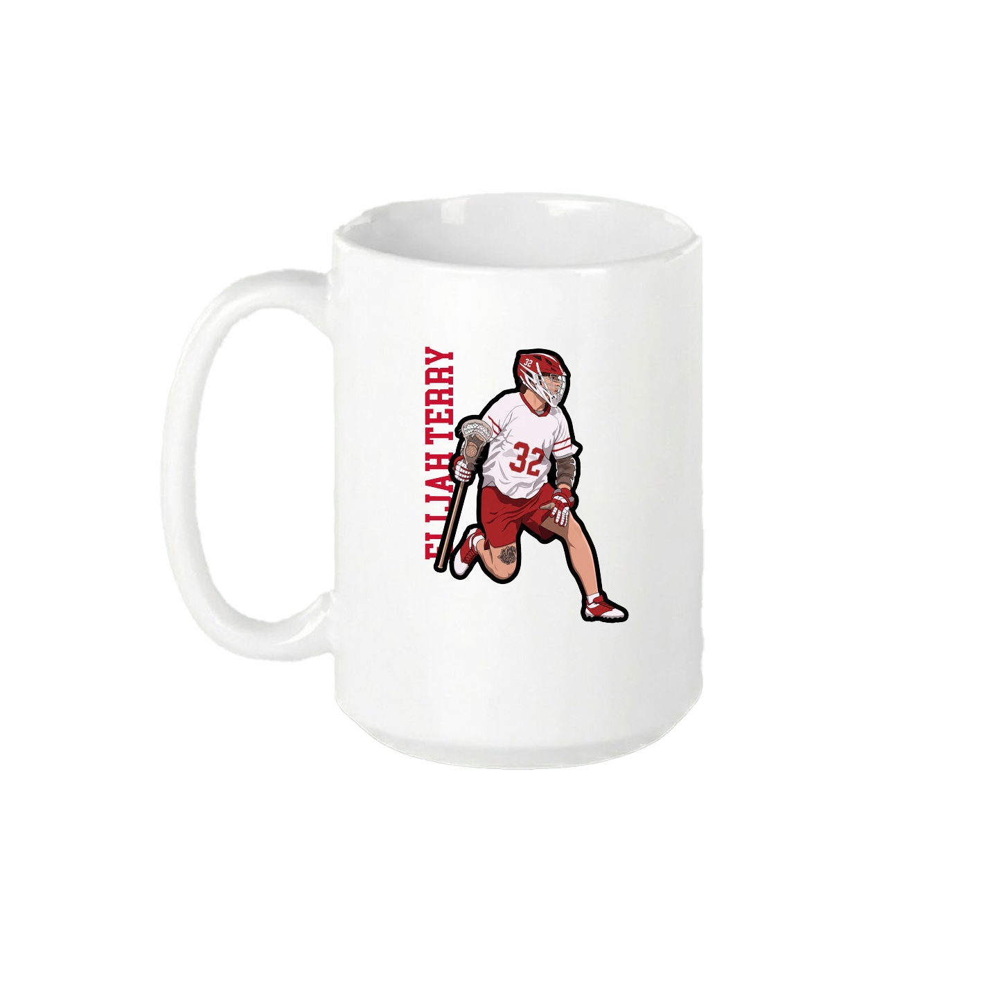 15oz Coffee Mug — Name Vertical in White