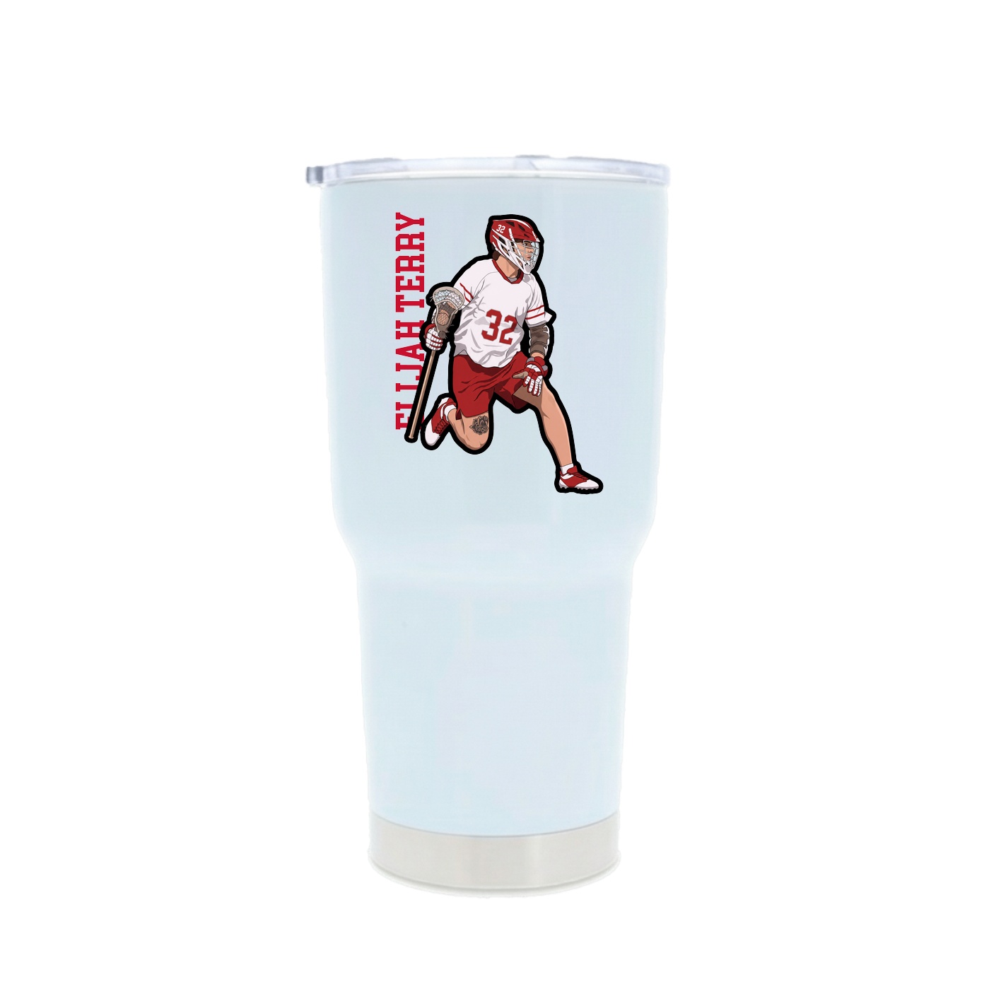 30oz Stainless Steel Tumbler — Name Vertical in White