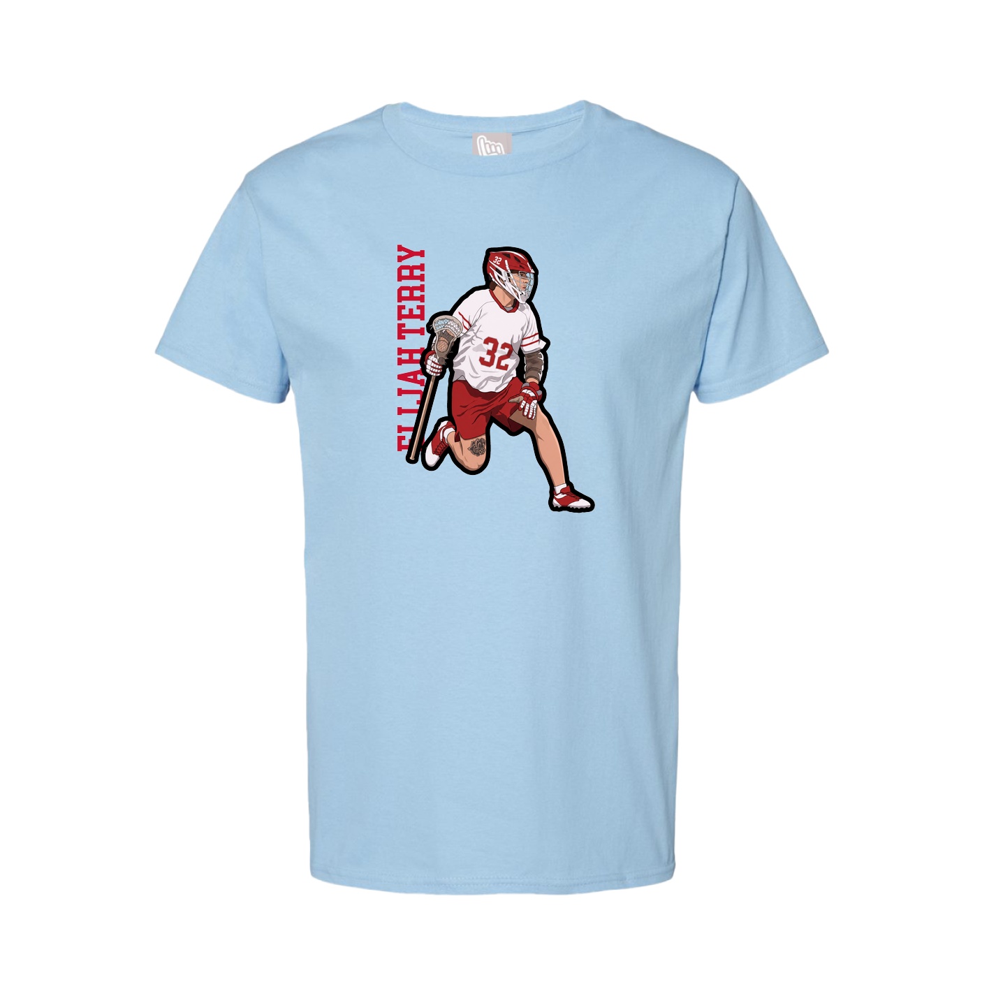 Tee — Name Vertical in Light Blue