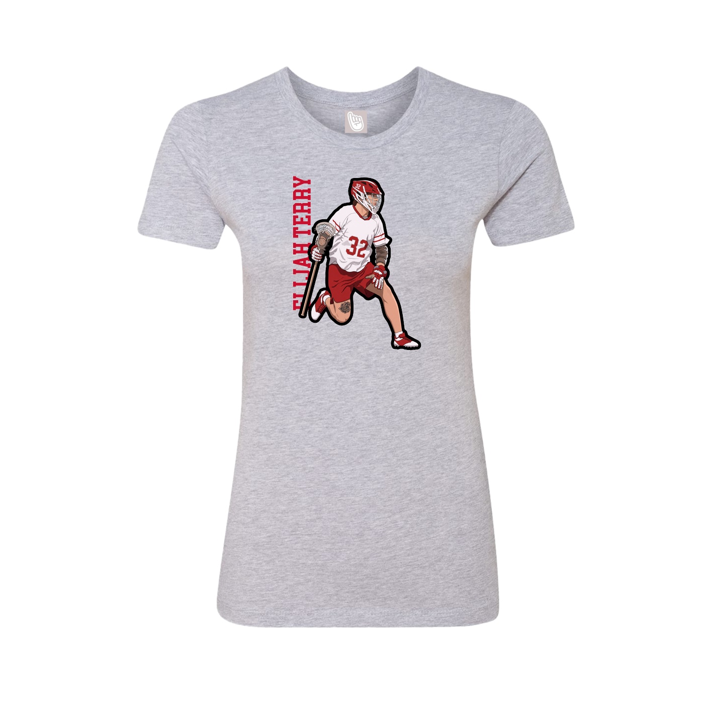Fitted Women's Tee — Name Vertical in Grey