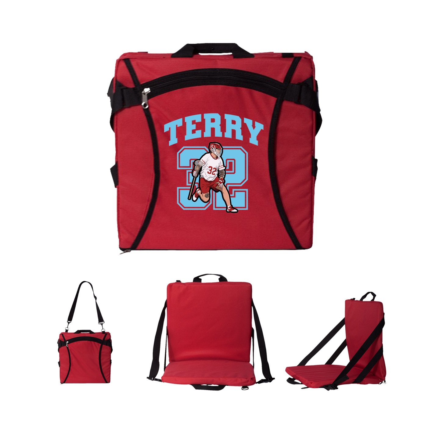 Folding Stadium Seat — Number in Red