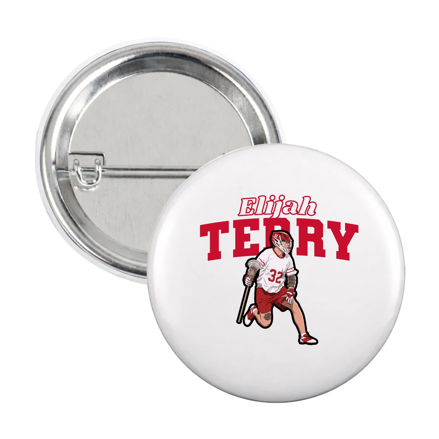 Game Day Button — Name Arch in White