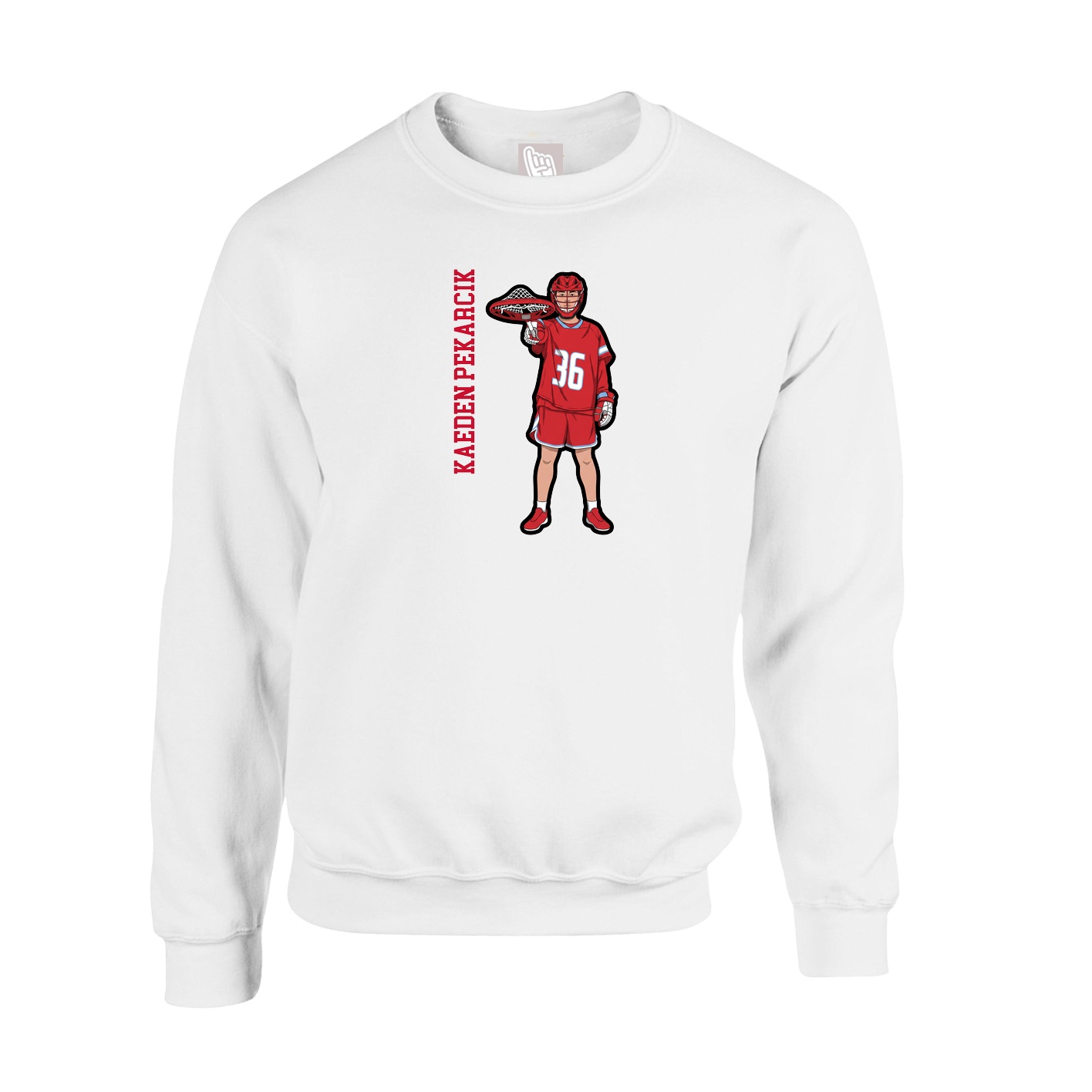 Fleece Crew — Name Vertical in White