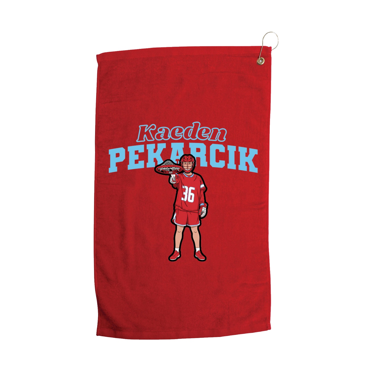 Golf Towel — Name Arch in Red