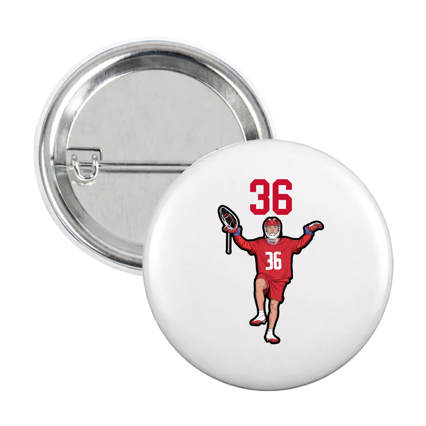 Game Day Button — Number Top in White