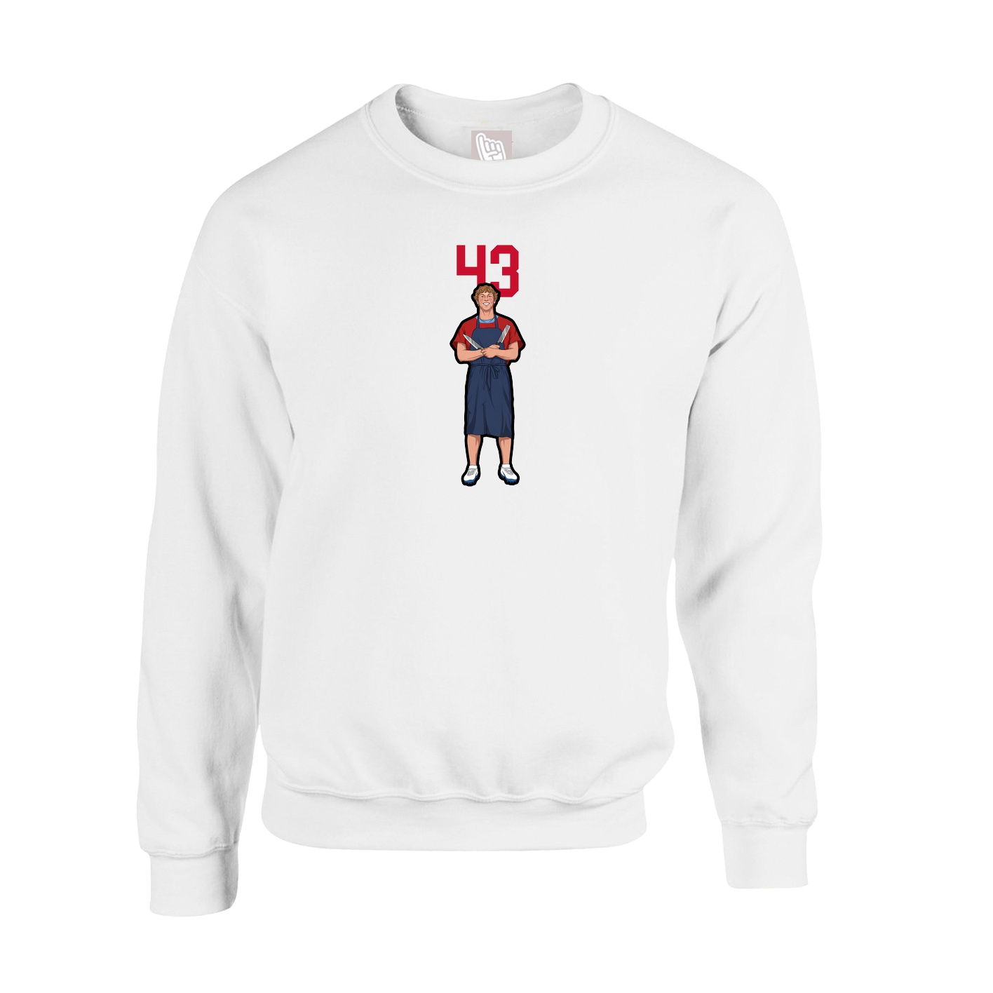Fleece Crew — Number Top in White
