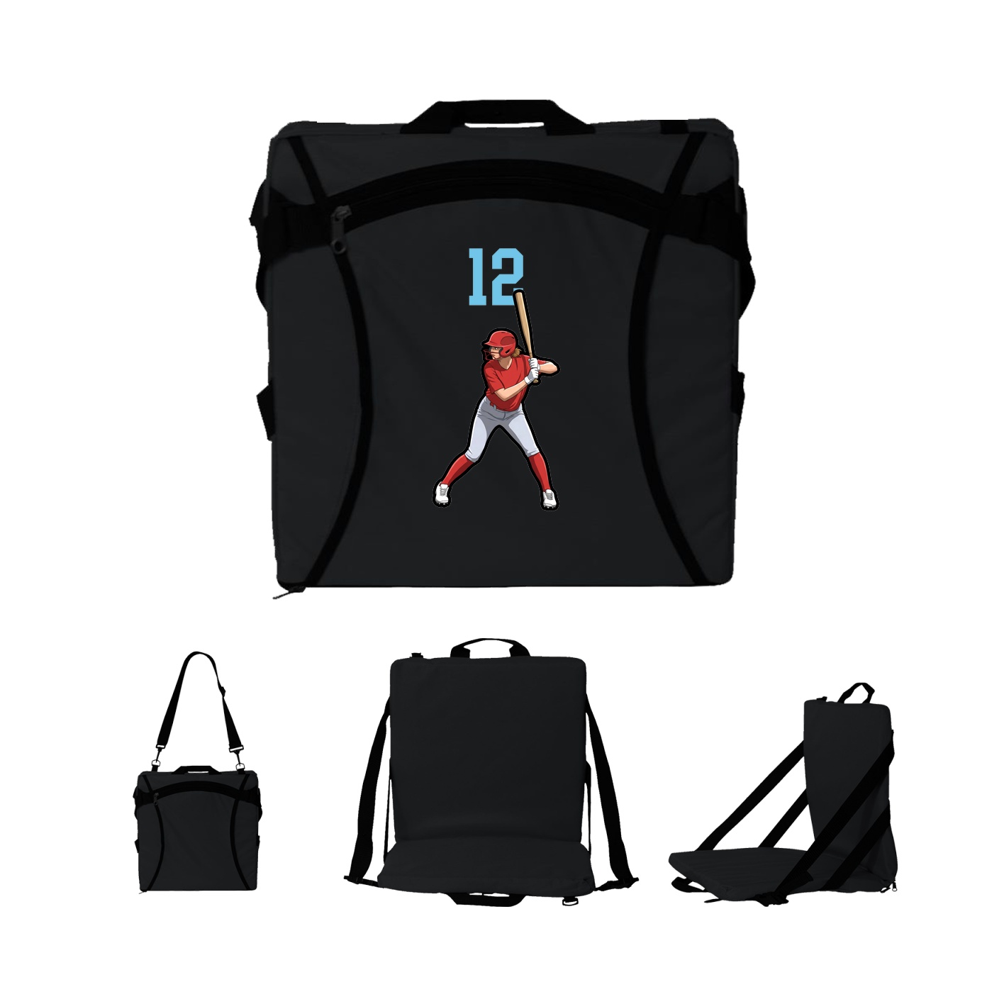 Folding Stadium Seat — Number Top in Black