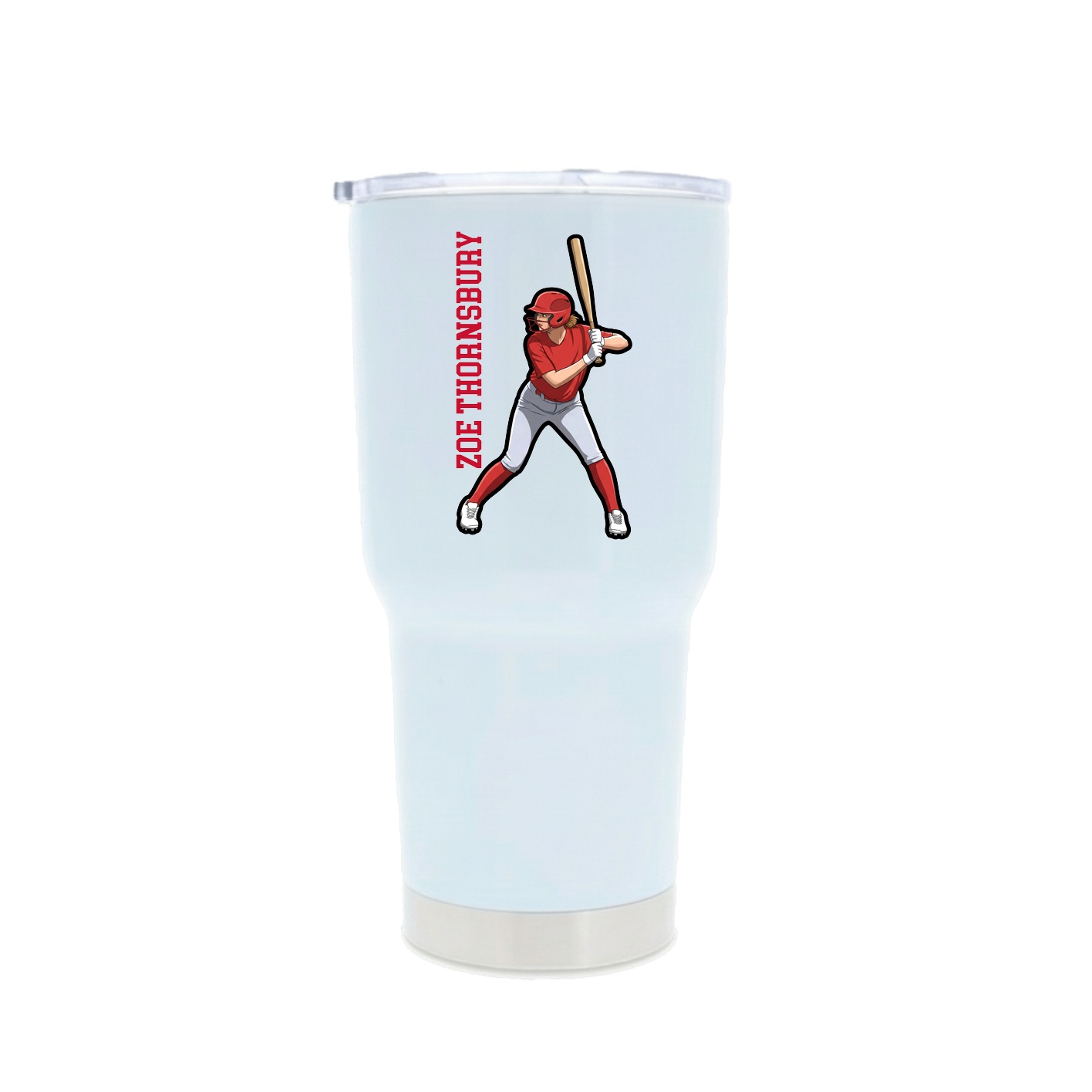 30oz Stainless Steel Tumbler — Name Vertical in White