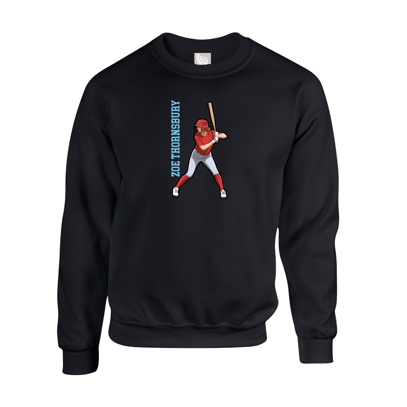 Fleece Crew — Name Vertical in Black