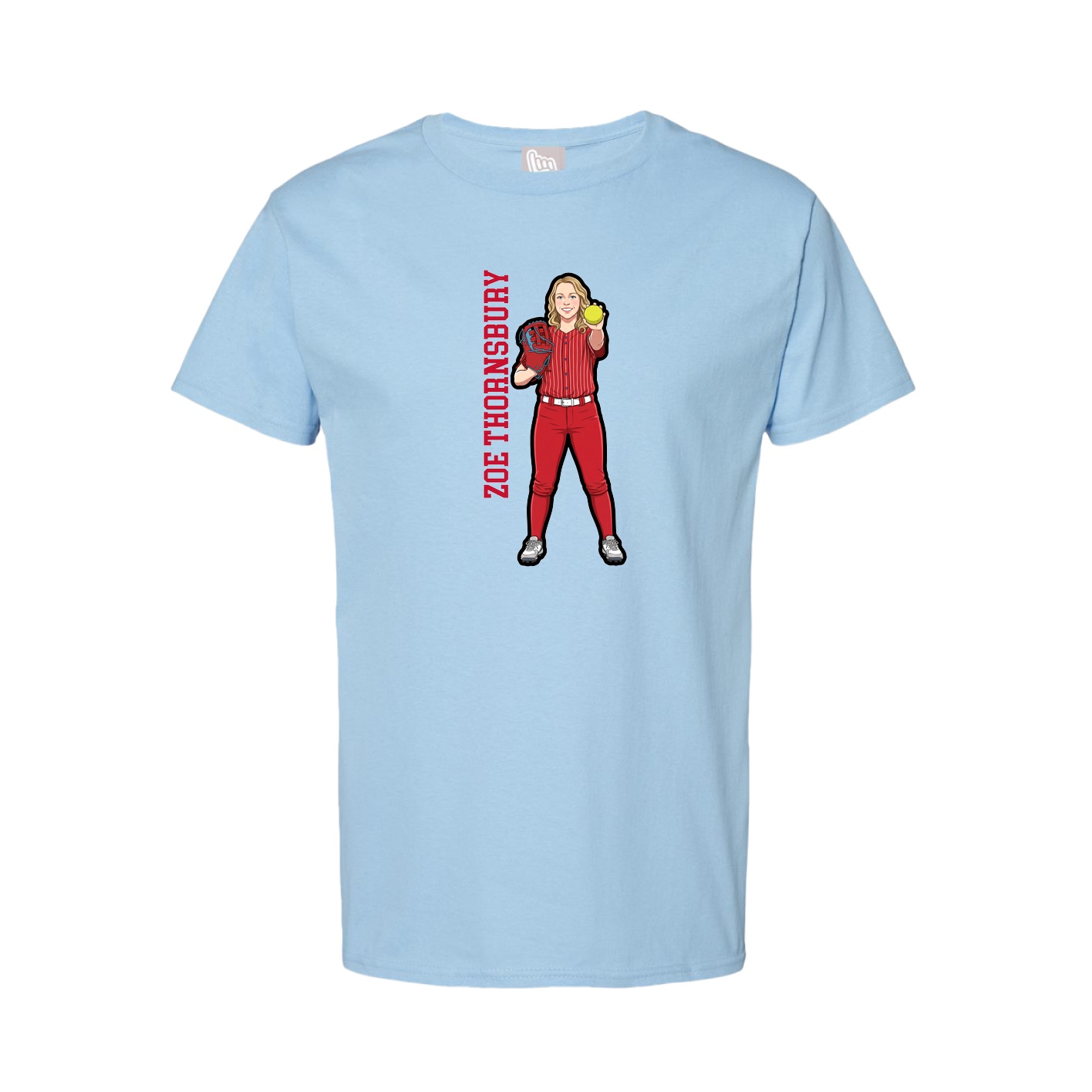 Tee — Name Vertical in Light Blue