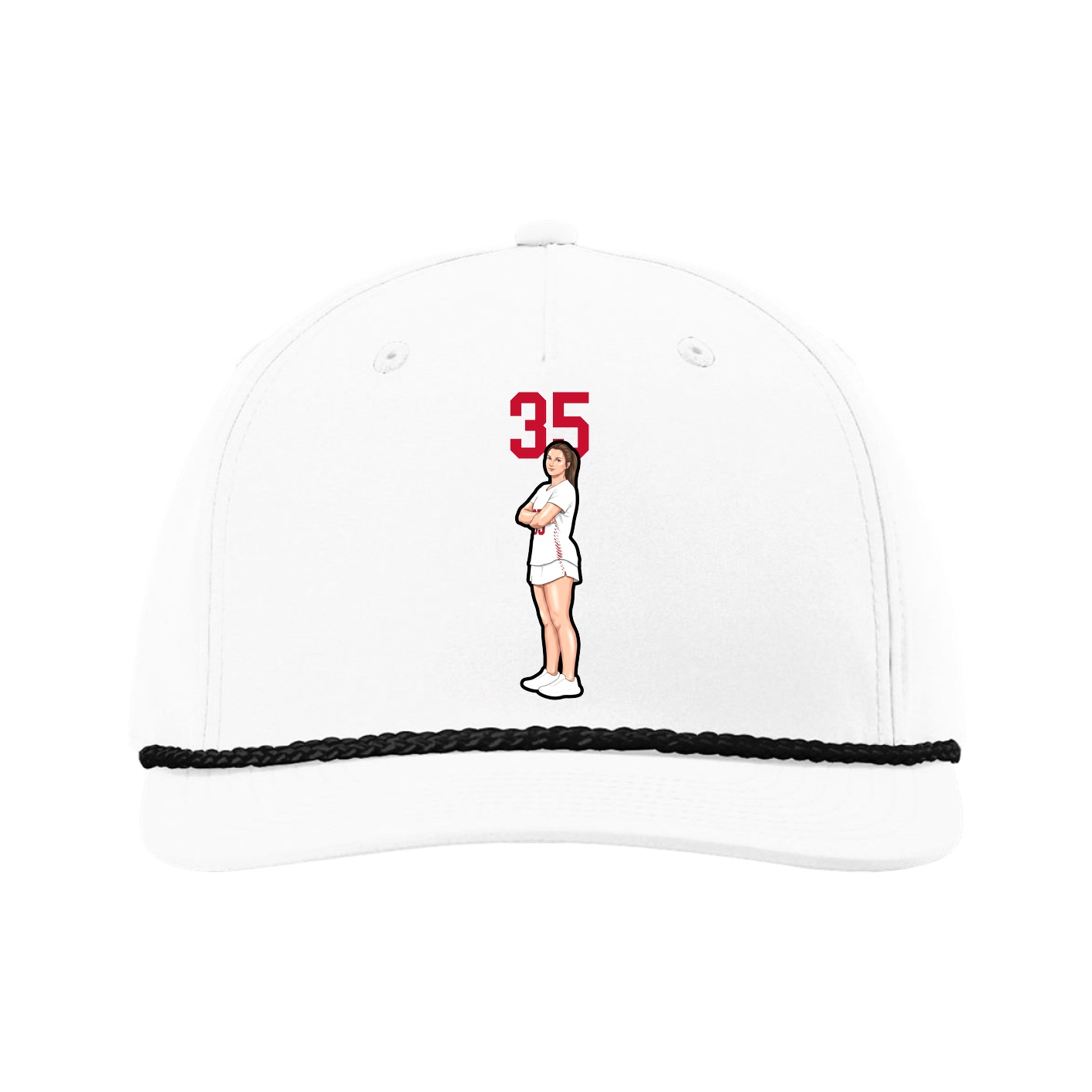 Five-Panel Classic Rope Cap — Number Top in White