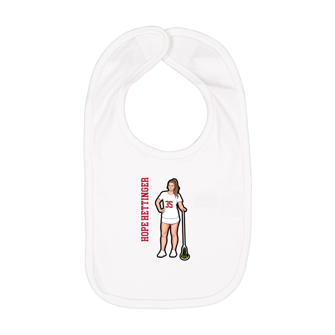 Infant Bib — Name Vertical in White