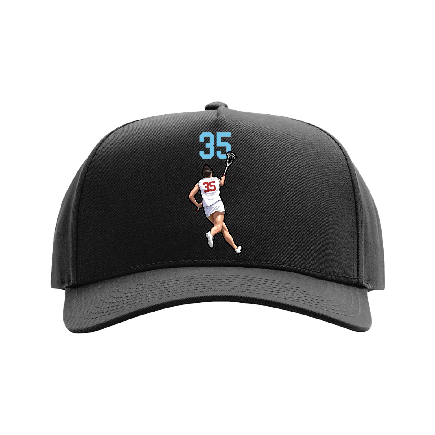 Full Fabric Five-Panel Champ Cap — Number Top in Black