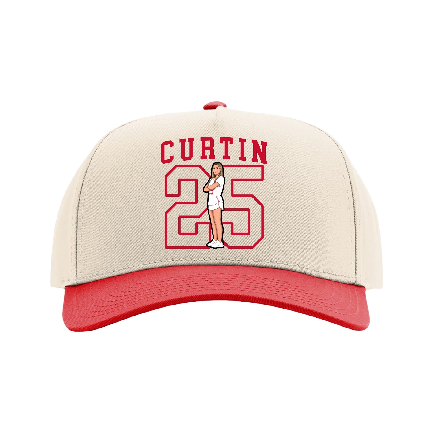 Full Fabric Five-Panel Champ Cap — Shirsey in Cream/Red
