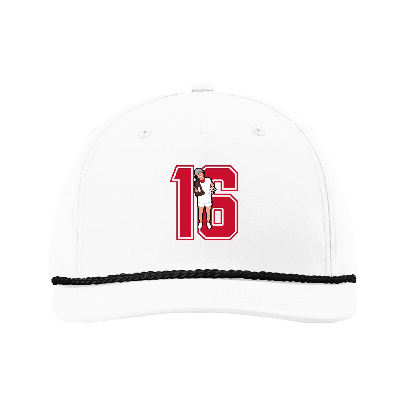 Five-Panel Classic Rope Cap — Number in White