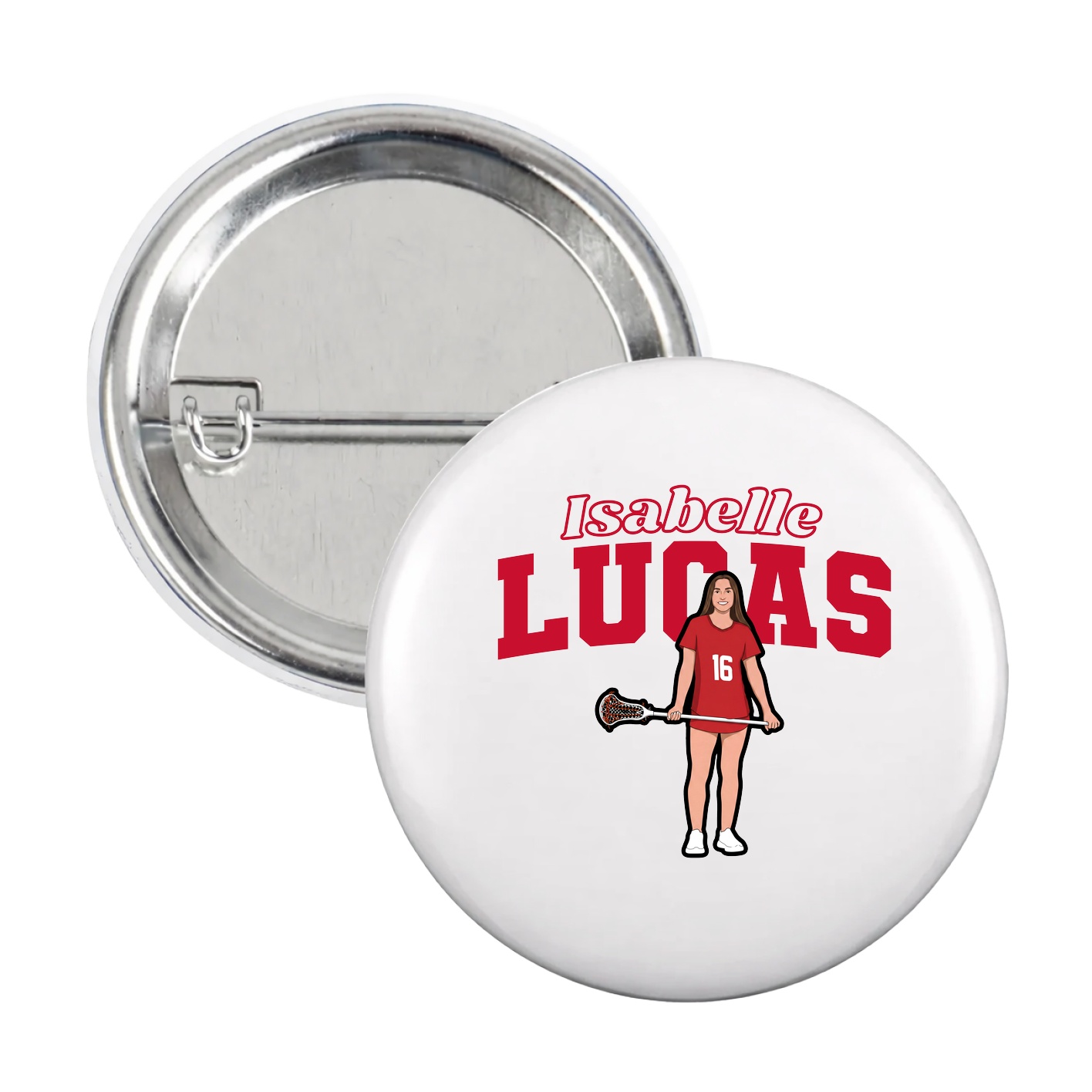 Game Day Button — Name Arch in White