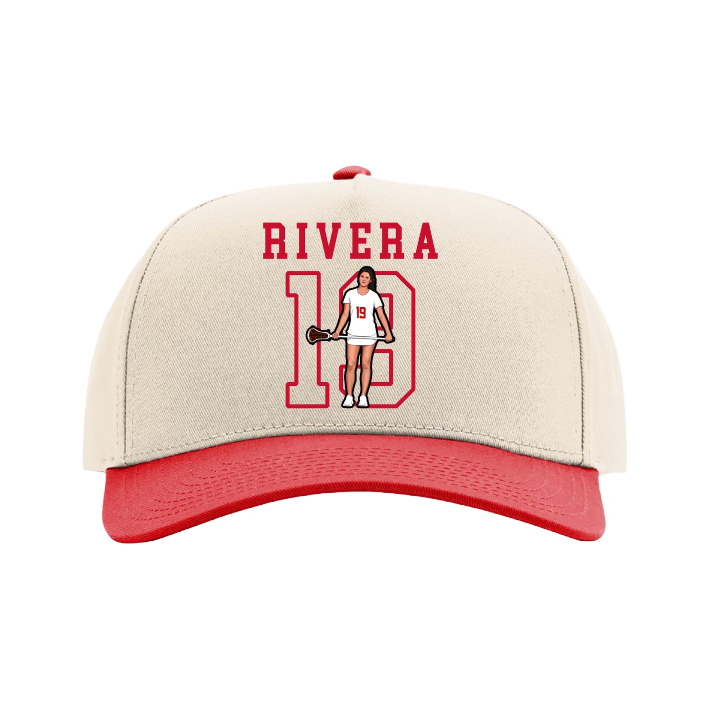 Full Fabric Five-Panel Champ Cap — Shirsey in Cream/Red