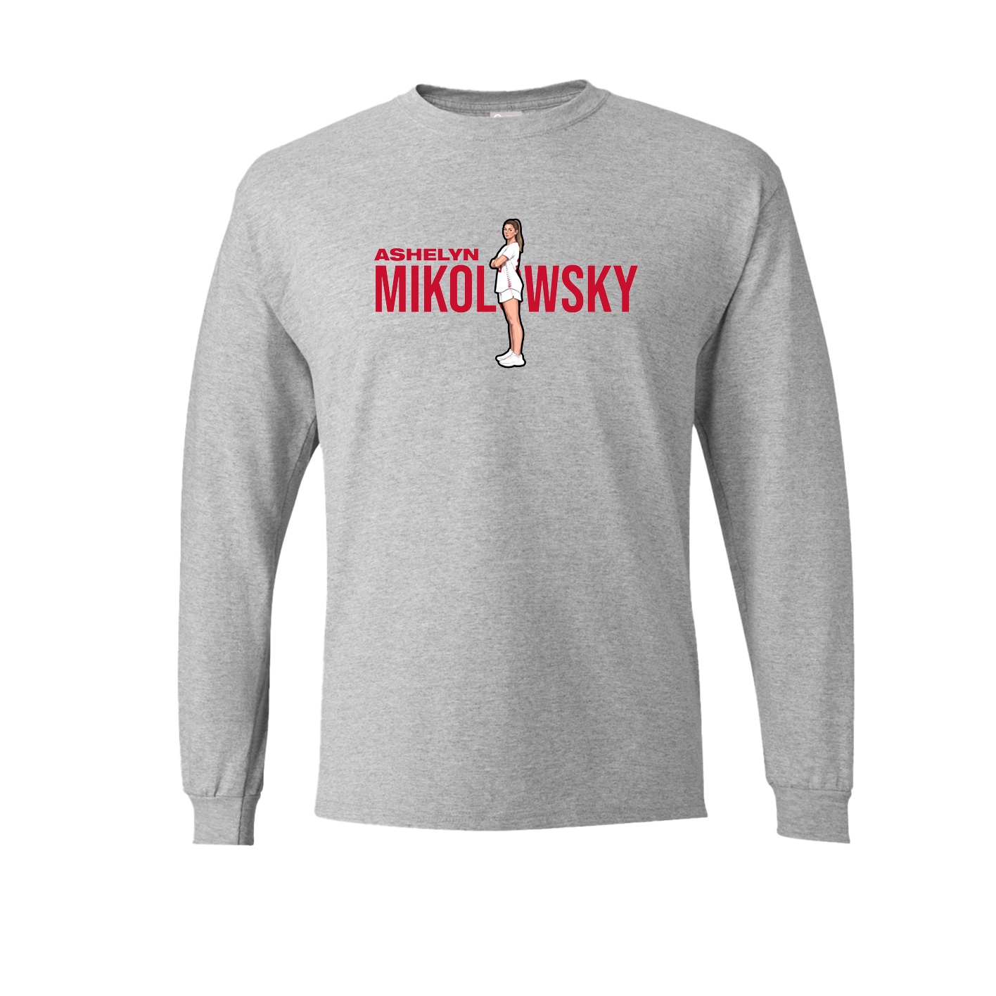 Long Sleeve Tee — Player Name in Grey
