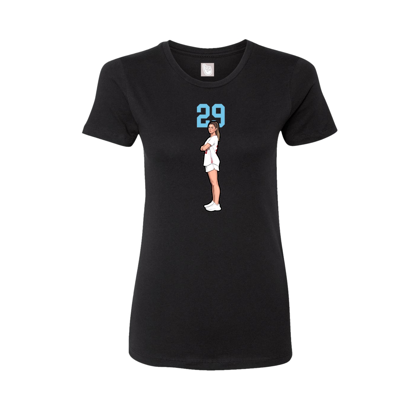 Fitted Women's Tee — Number Top in Black