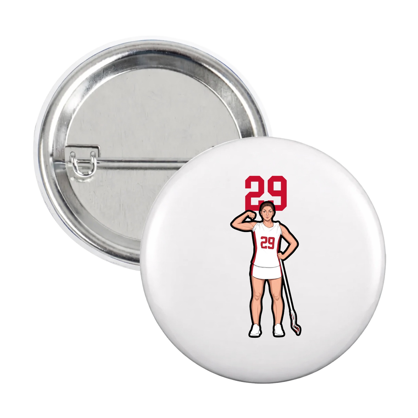 Game Day Button — Number Top in White