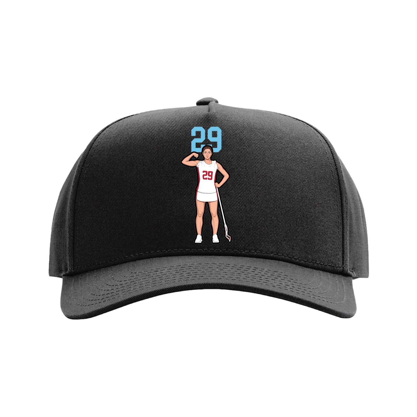 Full Fabric Five-Panel Champ Cap — Number Top in Black