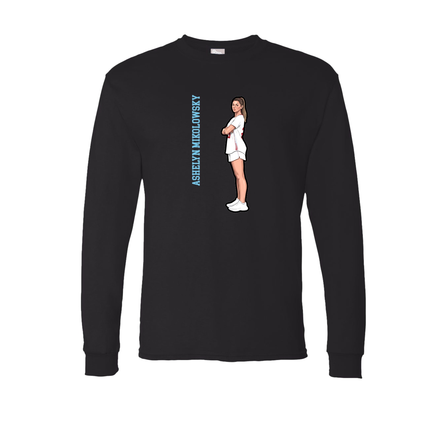 Long Sleeve Tee — Name Vertical in Black