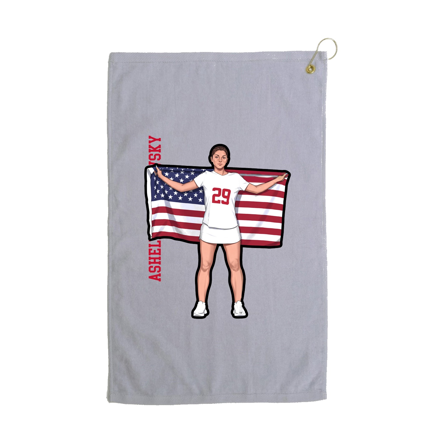 Golf Towel — Name Vertical in Grey