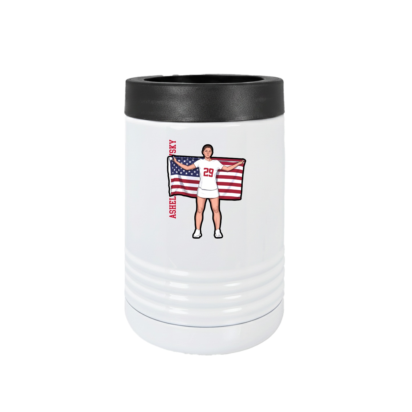 Beverage Holder — Name Vertical in White